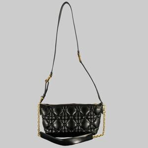 CHRISTIAN DIOR Black Gold Cannage Leather Metal Bag